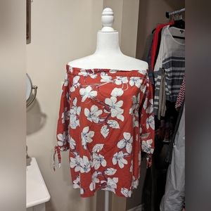 EUC Loft Outlet off-shoulder floral blouse